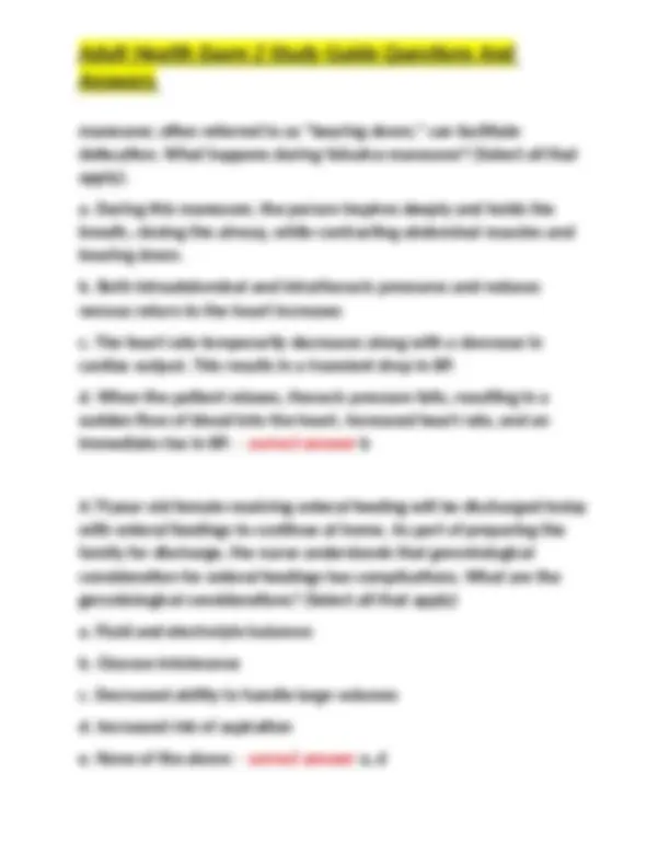 Adult Health Exam 2 Study Guide Questions And Answers | Exams Nursing ...