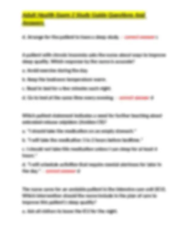 Adult Health Exam 2 Study Guide Questions And Answers | Exams Nursing ...