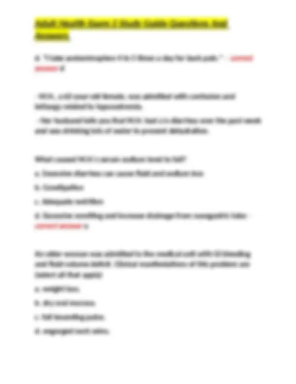 Adult Health Exam 2 Study Guide Questions And Answers | Exams Nursing ...