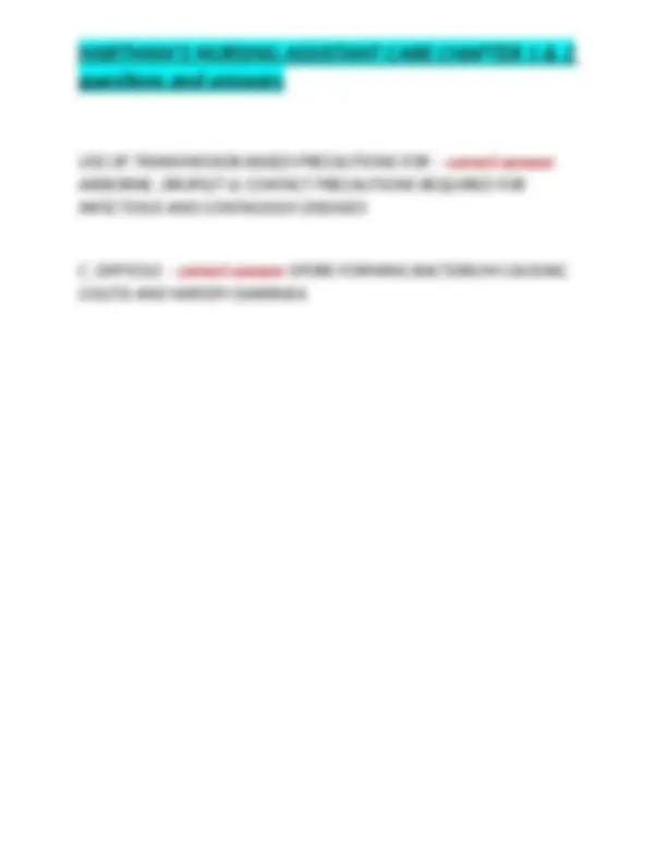 HARTMAN'S NURSING ASSISTANT CARE CHAPTER 1 & 2 questions and answers ...