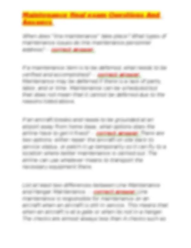 Maintenance final exam Questions And Answers | Exams Maintenance ...