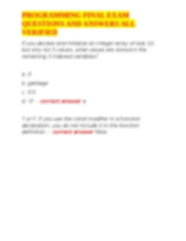 PROGRAMMING FINAL EXAM QUESTIONS AND ANSWERS ALL VERIFIED | Exams ...