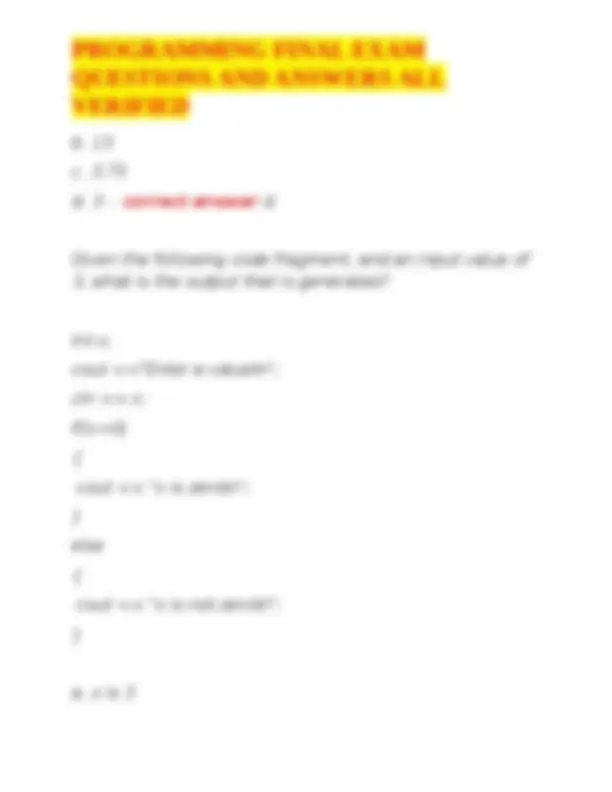 PROGRAMMING FINAL EXAM QUESTIONS AND ANSWERS ALL VERIFIED | Exams ...