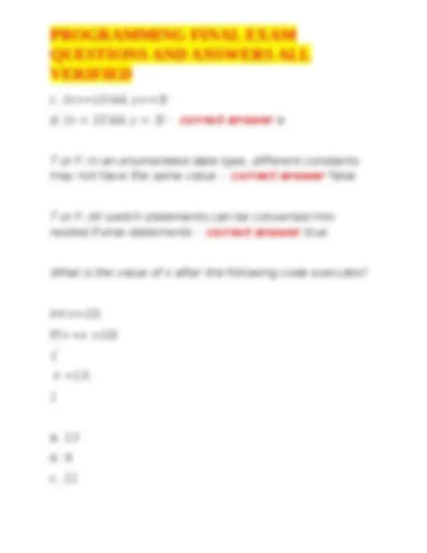 PROGRAMMING FINAL EXAM QUESTIONS AND ANSWERS ALL VERIFIED | Exams ...