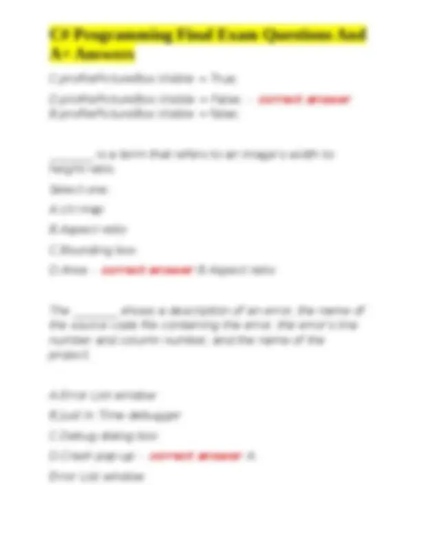C# Programming Final Exam Questions And A+ Answers | Exams C ...