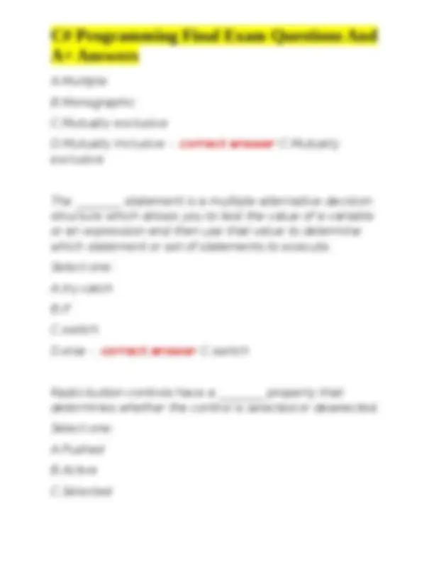 C# Programming Final Exam Questions And A+ Answers | Exams C ...