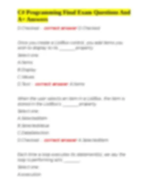 C# Programming Final Exam Questions And A+ Answers | Exams C ...