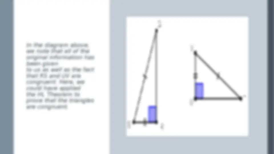 Pr Rls Triangle Using the Hypotenuse-Leg Theorem to Prove Congruence of Right Triangles ...
