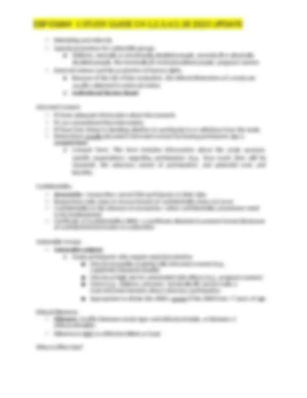 EBP Exam 1 Study Guide | Exams Nursing | Docsity