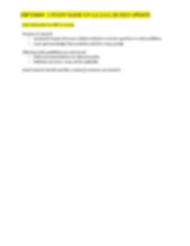 EBP Exam 1 Study Guide | Exams Nursing | Docsity