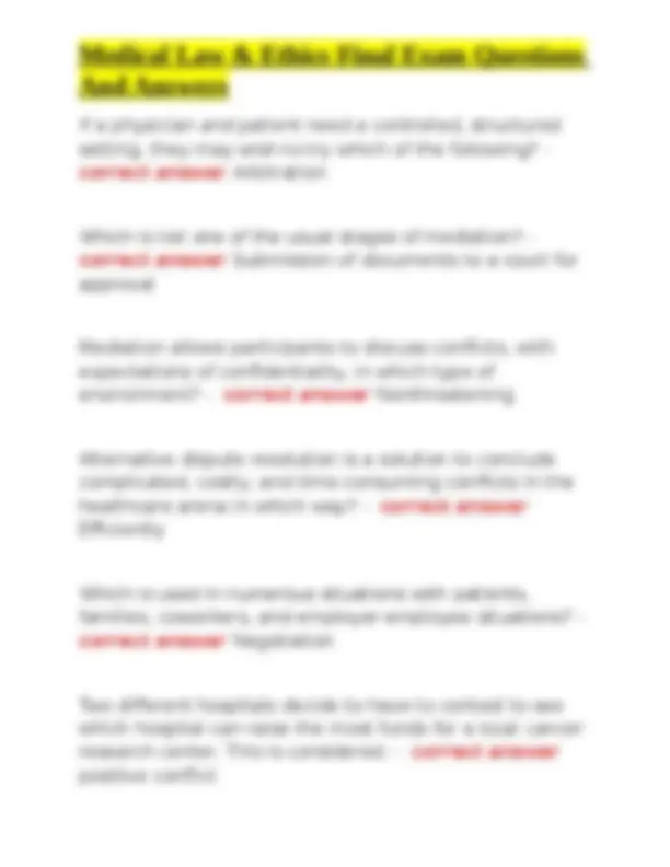 Medical Law & Ethics Final Exam Questions And Answers | Exams Medical ...