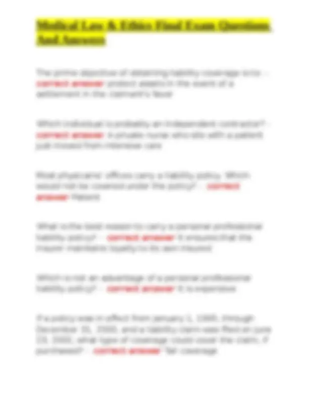 Medical Law & Ethics Final Exam Questions And Answers | Exams Medical ...