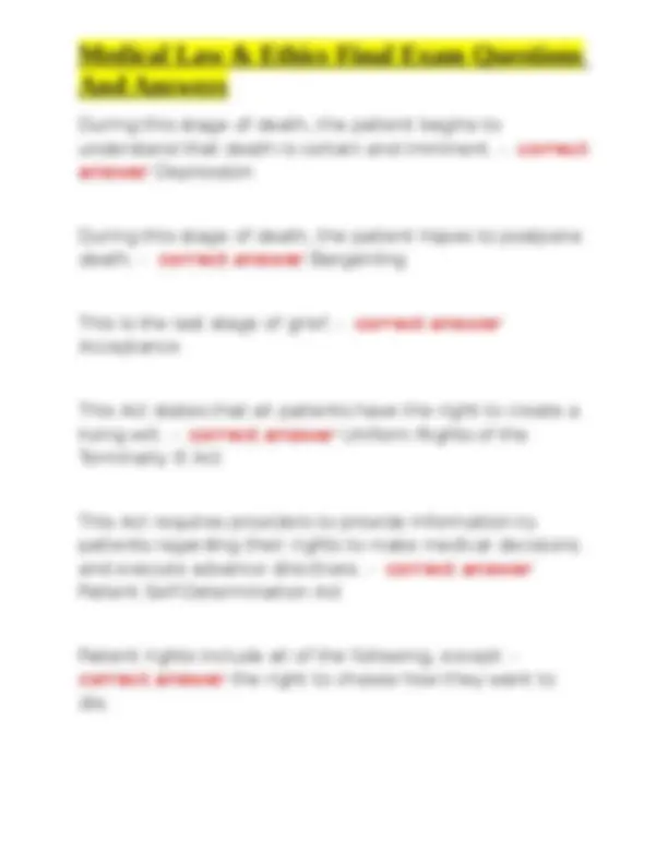 Medical Law & Ethics Final Exam Questions And Answers | Exams Medical ...