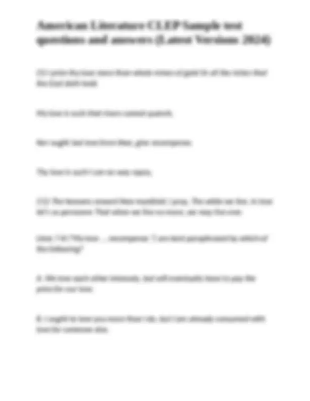 American Literature CLEP Sample Test Questions and Answers | Exams ...