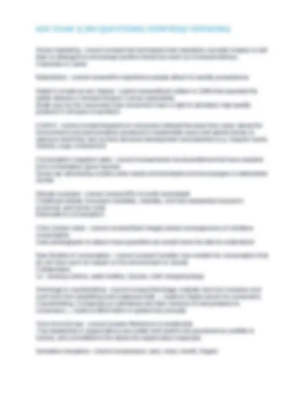 Marketing and Consumer Behavior Exam Notes | Exams Nursing | Docsity