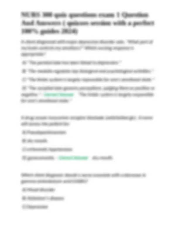 NURS 300 quiz questions exam 1 Question And Answers ( quizzes session ...