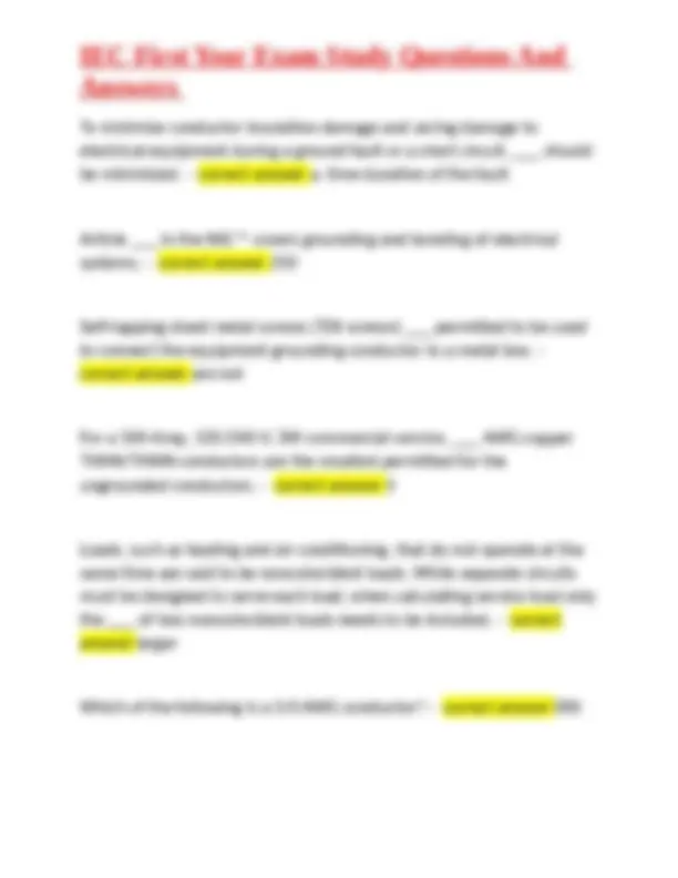 IEC First Year Exam Study Questions And Answers | Exams Physics | Docsity