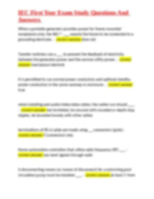 IEC First Year Exam Study Questions And Answers | Exams Physics | Docsity