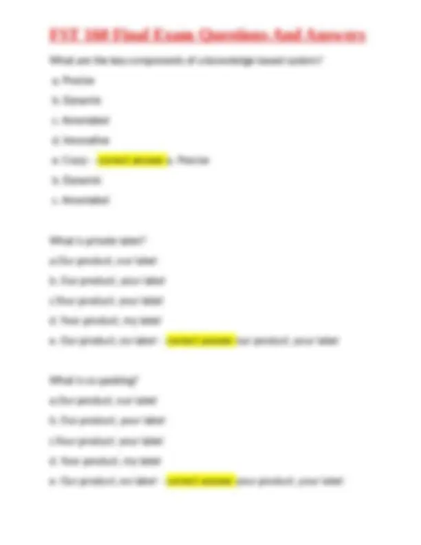 FST 160 Final Exam Questions and Answers | Exams Food science | Docsity