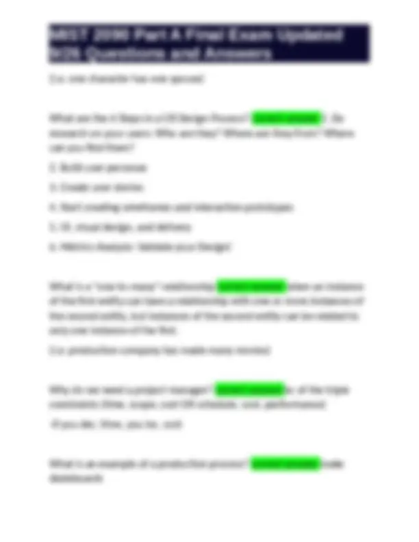 MIST 2090 Part A Final Exam Updated 9/26 Questions and Answers | Exams ...