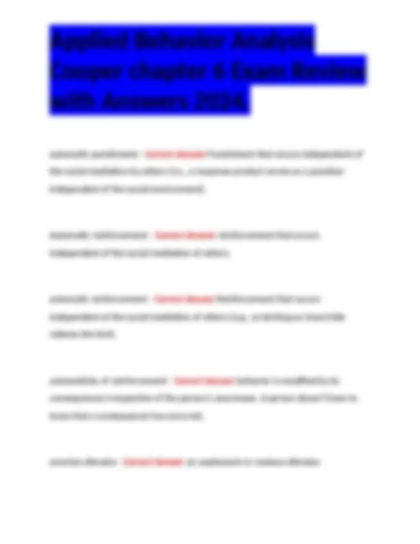 Applied Behavior Analysis Exam Review 2024: Key Concepts and Answers ...