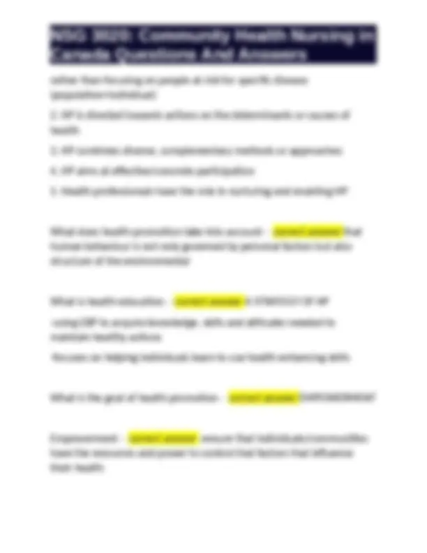 Community Health Nursing in Canada: Questions and Answers | Exams ...