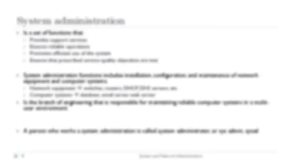 ppt of system and network administor | Lecture notes Network and System ...