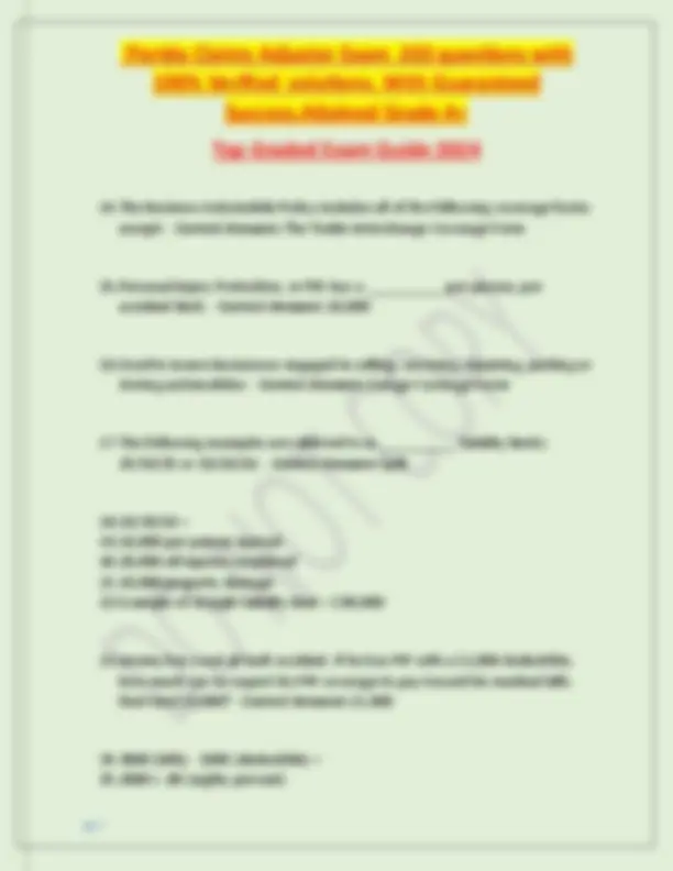 Florida Claims Adjuster Exam: Key Concepts and Coverage Forms | Exams ...