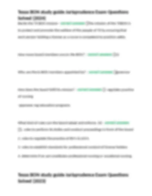 Bons Questions Texas BON study guide Jurisprudence Exam Questions Solved (2024 ...