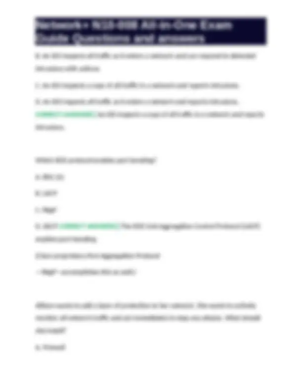 Network Log Question Network+ N10-008 All-in-One Exam Guide Questions and answers Network+ ...