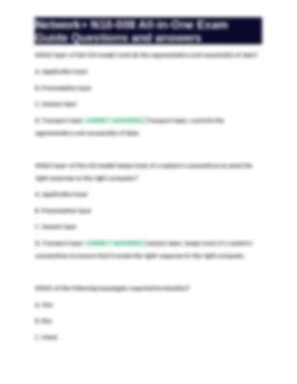 Network+ N10-008 All-in-One Exam Guide Questions and answers Network+ ...