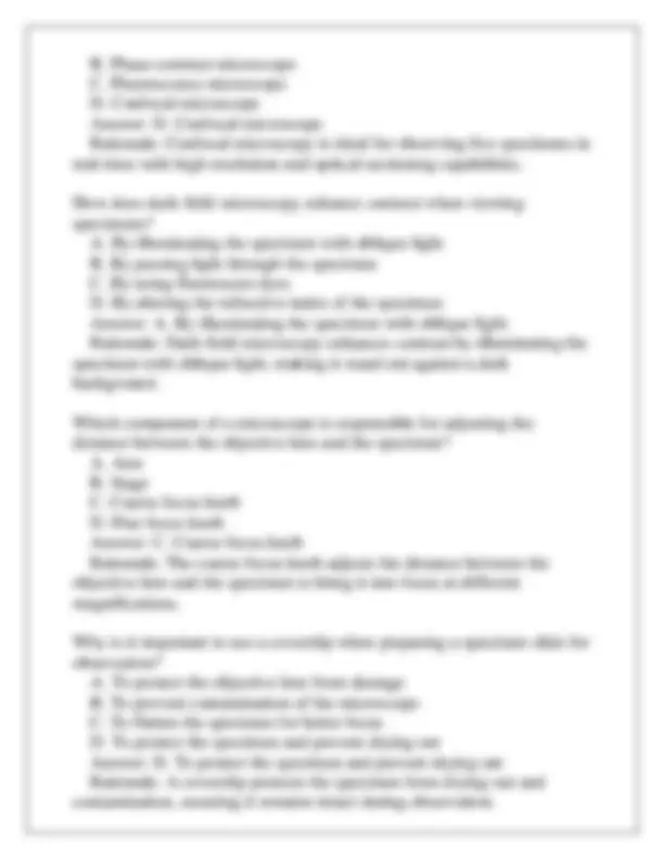 Micrography Test Examples Microscopy Techniques and Applications | Exams Microbiology | Docsity