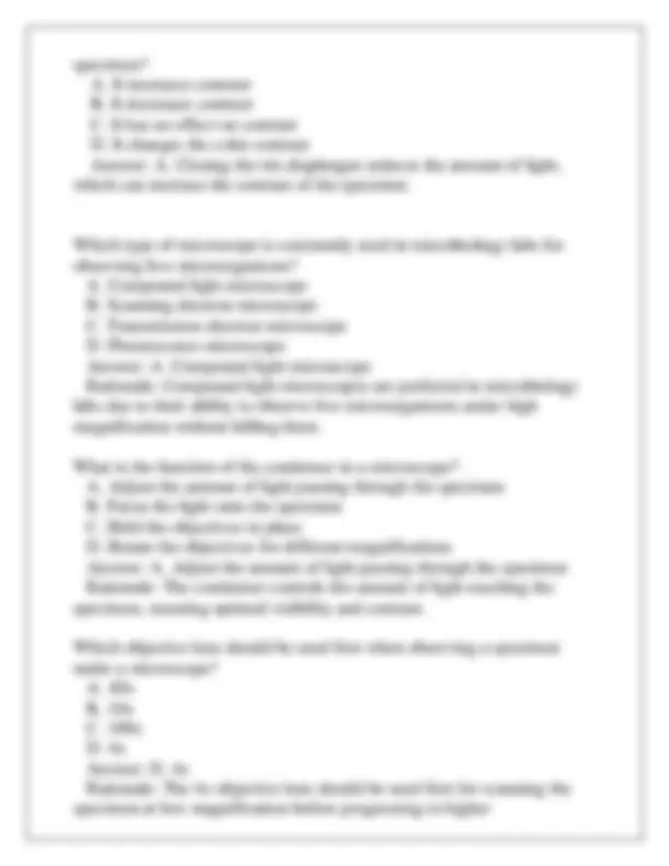 Micrography Test Examples Microscopy Techniques and Applications | Exams Microbiology | Docsity