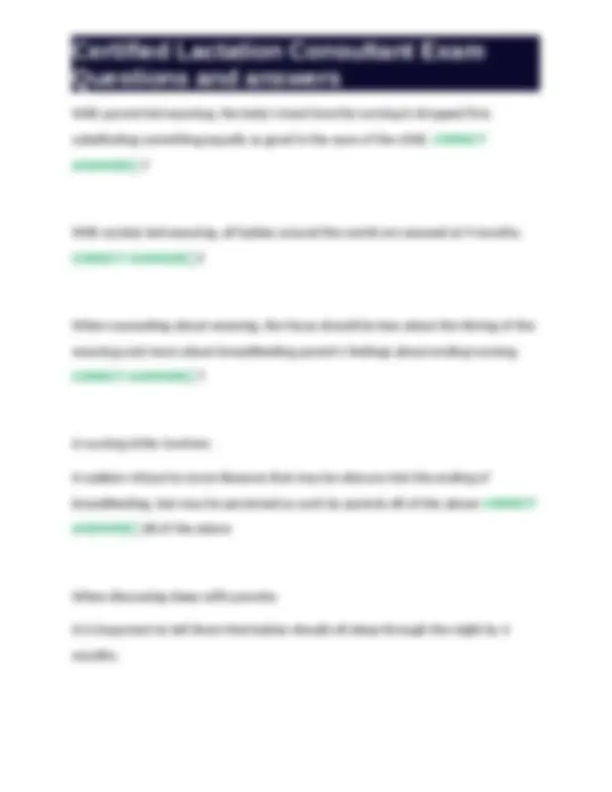 Certified Lactation Consultant Exam Questions and Answers | Exams