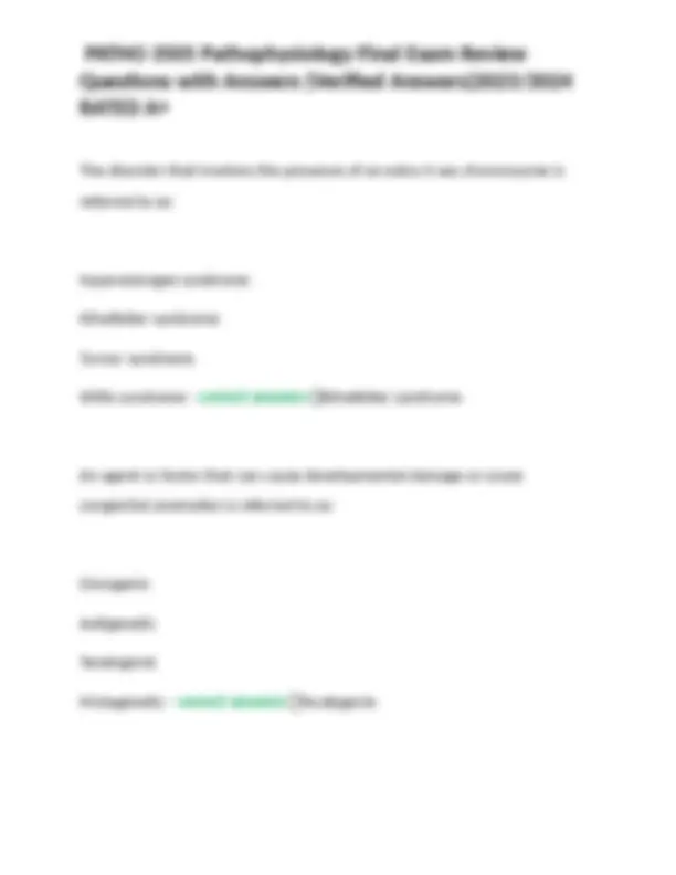 Pathophysiology Final Exam Review Questions and Answers 2023/2024 ...
