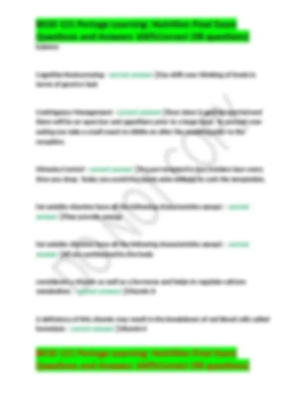 BIOD 121 Portage Learning: Nutrition Final Exam Questions and Answers ...