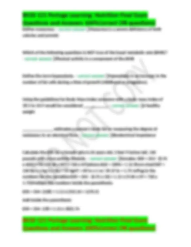 BIOD 121 Portage Learning: Nutrition Final Exam Questions and Answers ...