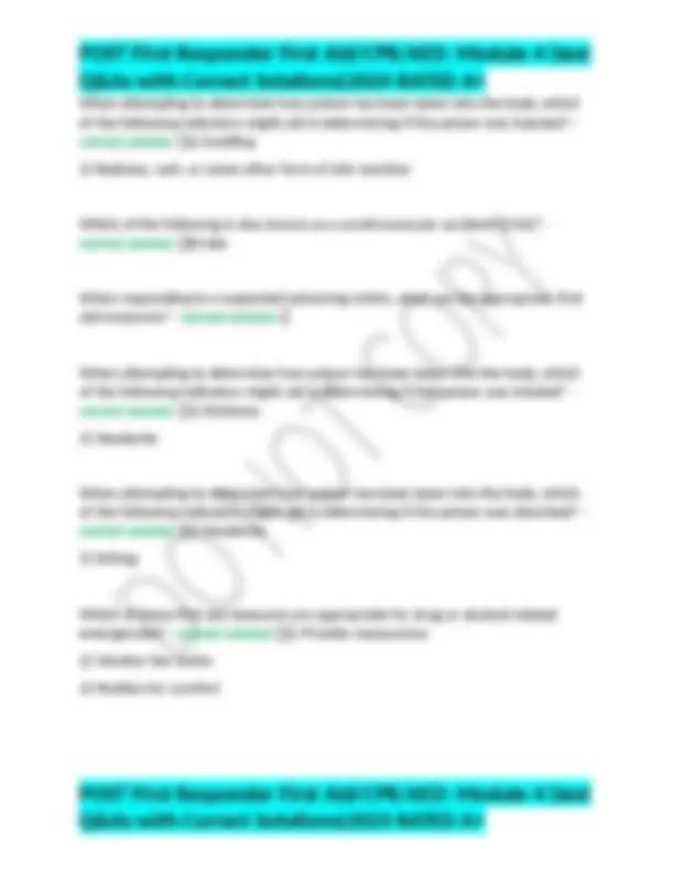 POST First Responder First Aid/CPR/AED: Module 4 (test Q&As with ...