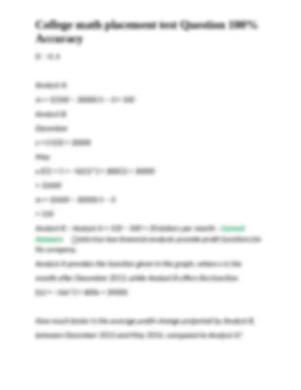 College math placement test Question 100% Accuracy | Exams Nursing ...