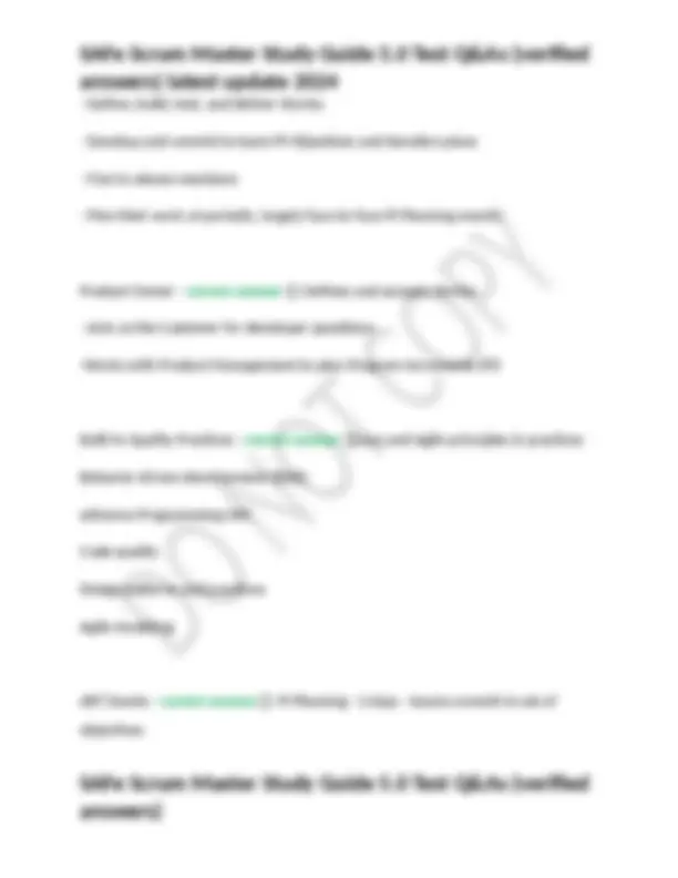 SAFe Scrum Master Study Guide 5.0 Test Q&As (verified answers) latest ...