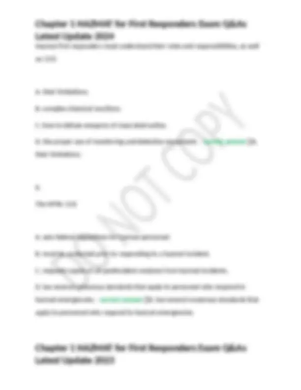 Chapter 1 Hazmat For First Responders Exam Q As Exams Nursing Docsity