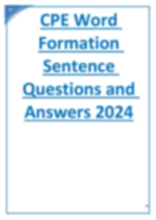 CPE Word Formation Sentence Questions and Answers 2024. | Exams English ...