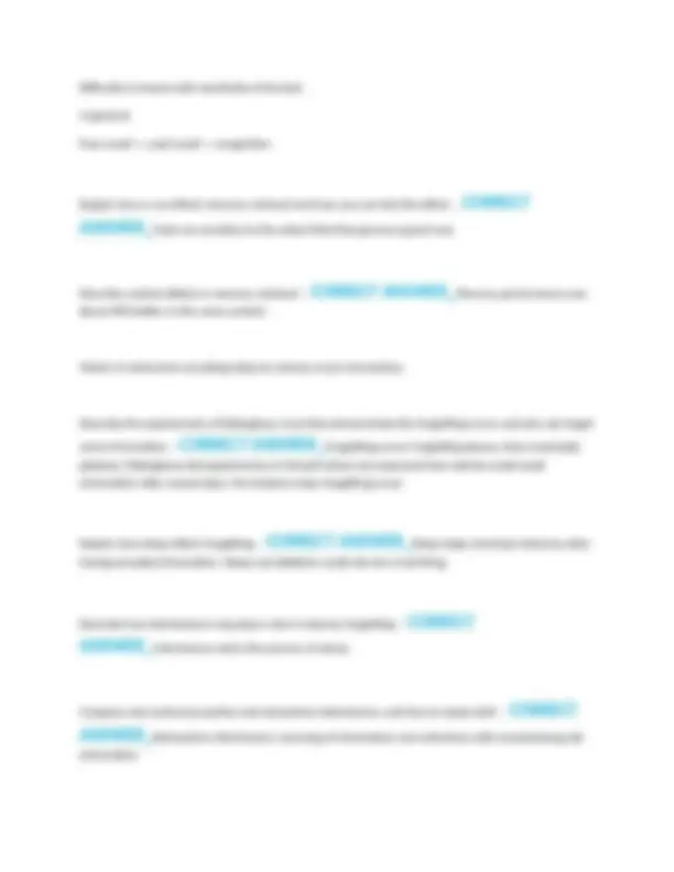 Memory Processes and Structures | Exams Nursing | Docsity