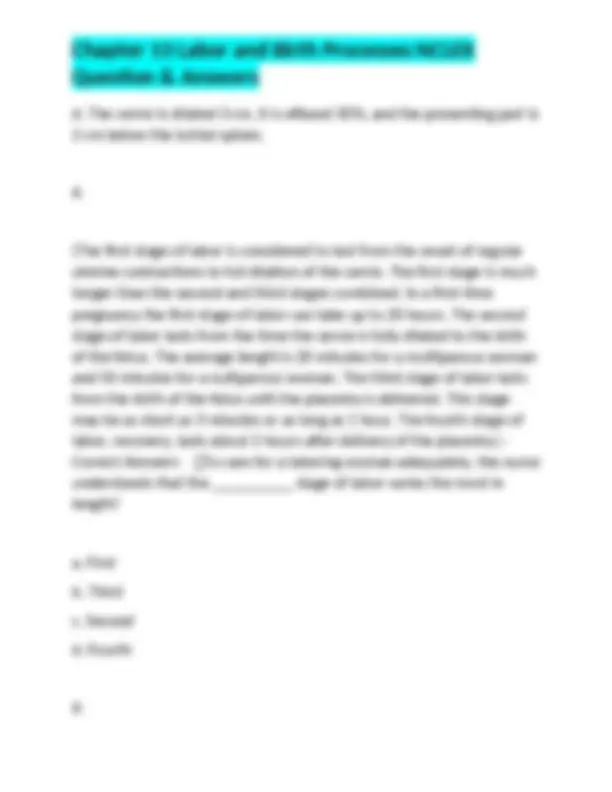 Chapter 13 Labor and Birth Processes NCLEX Question & Answers | Exams ...