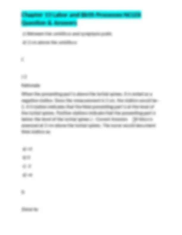 Chapter 13 Labor and Birth Processes NCLEX Question & Answers | Exams ...
