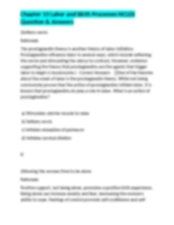Chapter 13 Labor and Birth Processes NCLEX Question & Answers | Exams ...