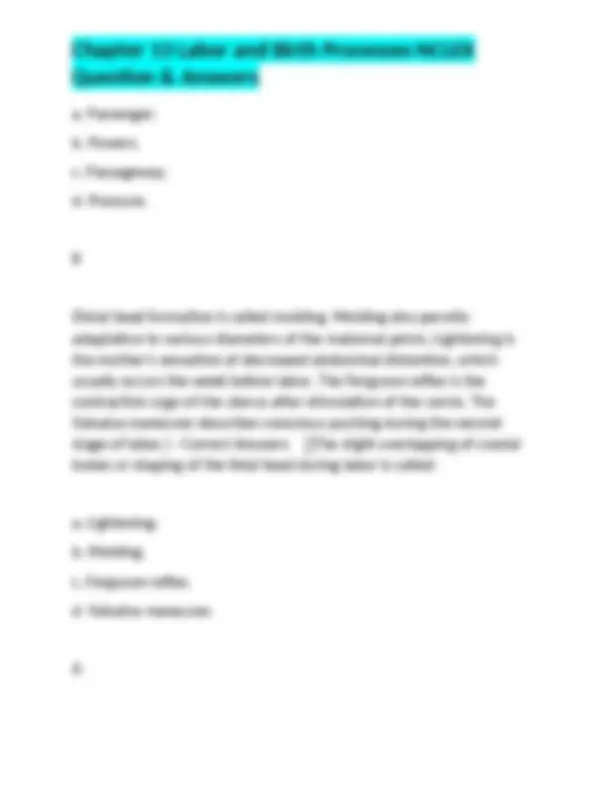 Chapter 13 Labor and Birth Processes NCLEX Question & Answers | Exams ...