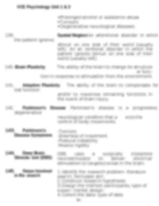 VCE Psychology Unit 1 & 2 | Exams Psychology | Docsity