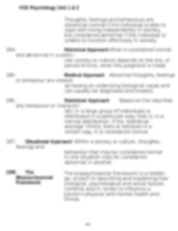 VCE Psychology Unit 1 & 2 | Exams Psychology | Docsity