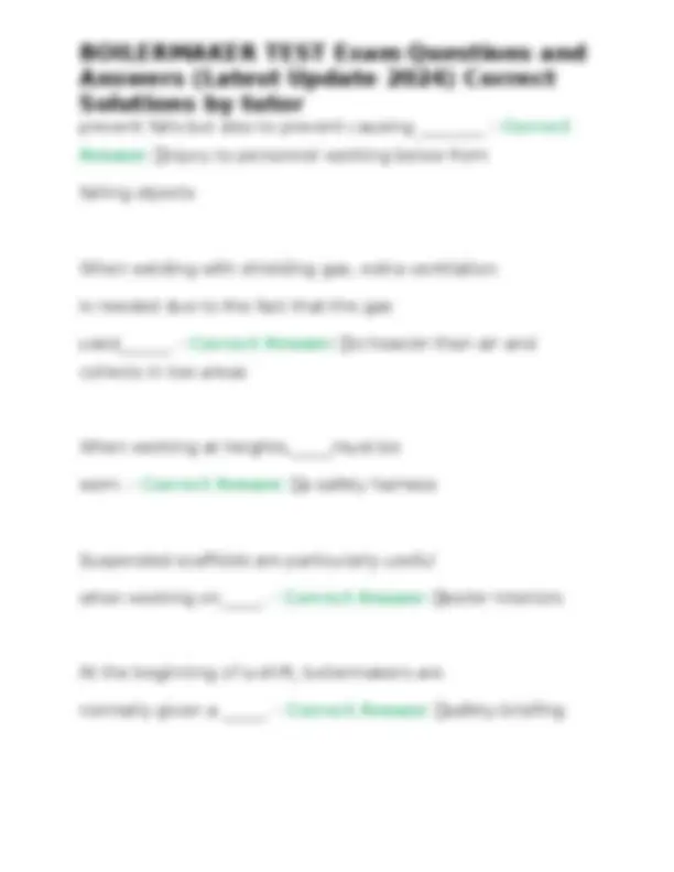 Boilermaker Test Exam Questions and Answers | Exams Nursing | Docsity